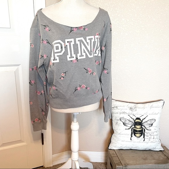 Victorias Secret Pink Crew floral sweater large - Picture 1 of 5